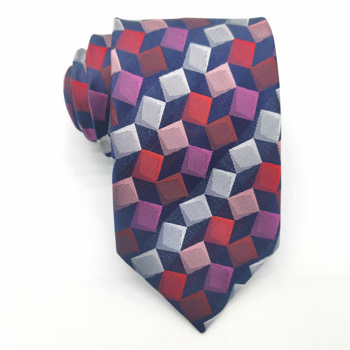 Men's Colorful Geometric Square Pure Silk Necktie