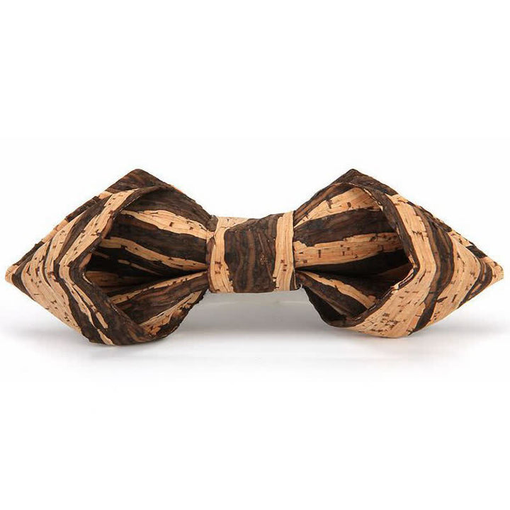 Men's Creative Pointed Cork Wooden Bow Tie