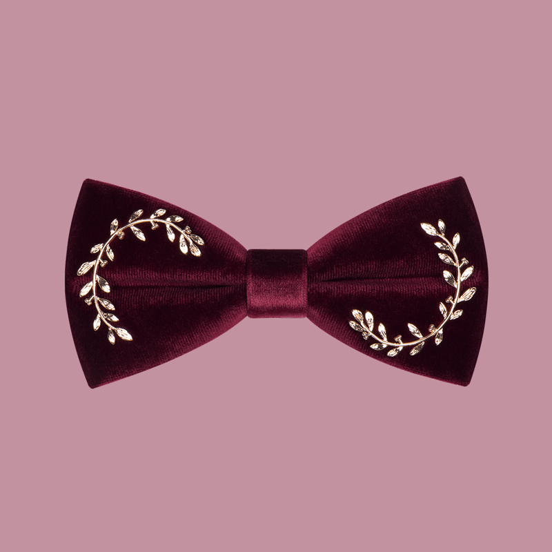Men's Vine Leaves Velvet Bow Tie - image 4