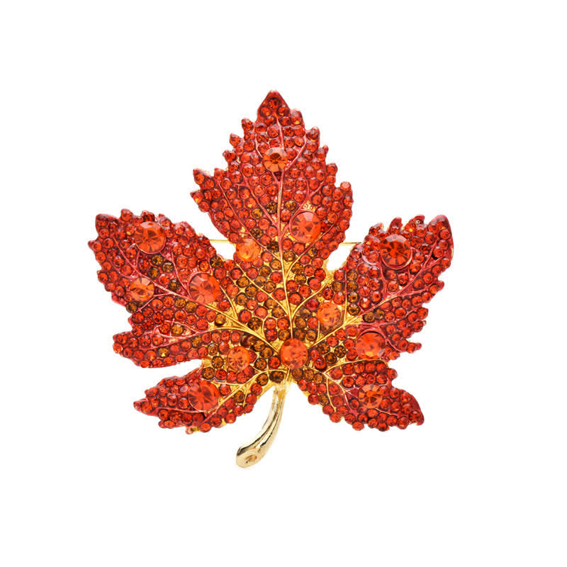 Women's Rhinestone Crystal Maple Leaf Brooch