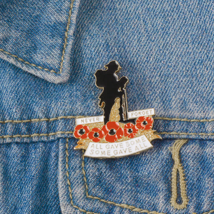 Unisex Memorial British Soldier Poppy Brooch