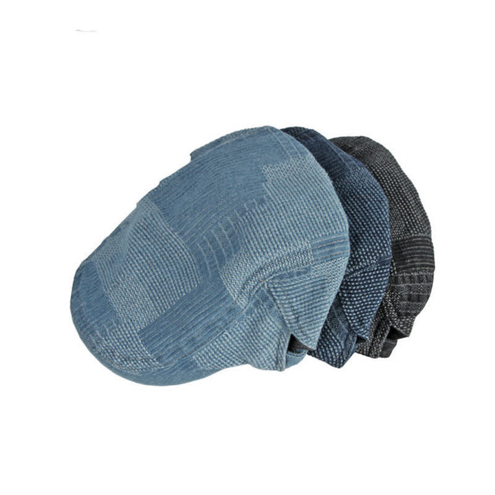 Personality Painter Washed Denim Beret Flat Cap - image 2
