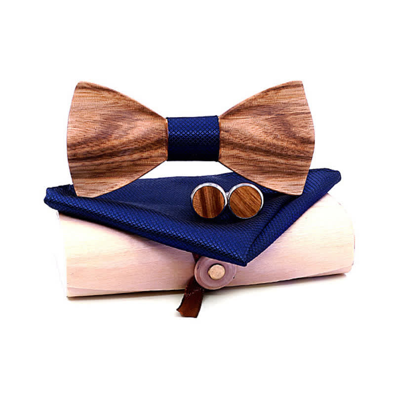 3Pcs Men's Classic Simple Wooden Bow Tie Set