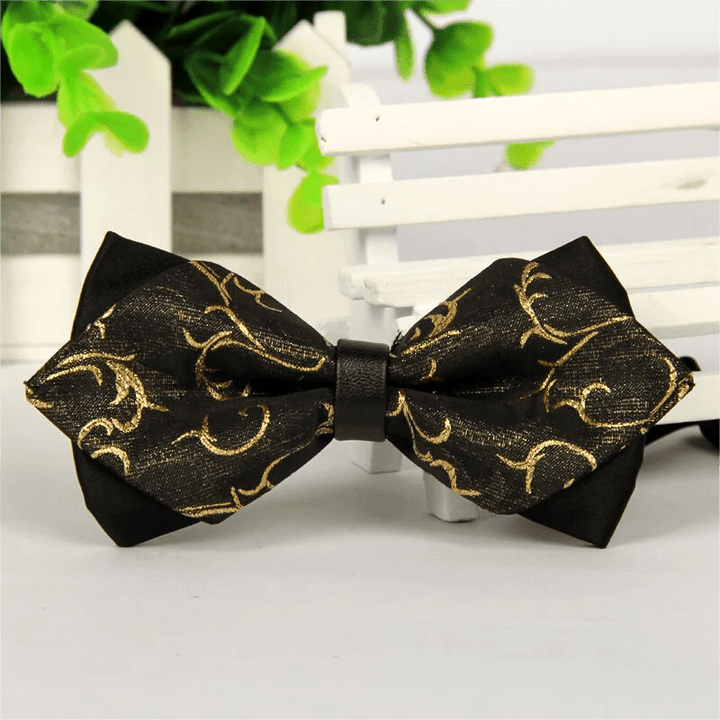 Men's Paisley Double-layer Pointed Bow Tie