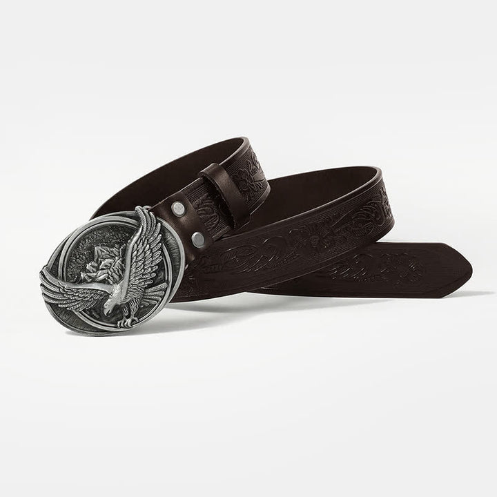 Men's Cool Eagle Wing Embossed Leather Belt