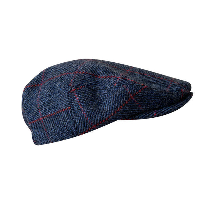 Countryside Dark Blue Red Plaid Beret Cap