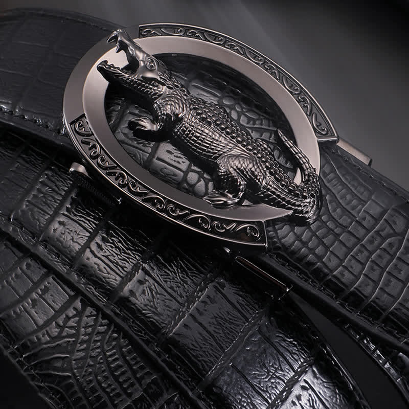 Men's Alligator Automatic Buckle Crocodile Print Leather Belt - image 7