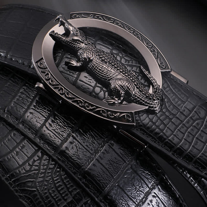 Men's Alligator Automatic Buckle Crocodile Print Leather Belt - image 7