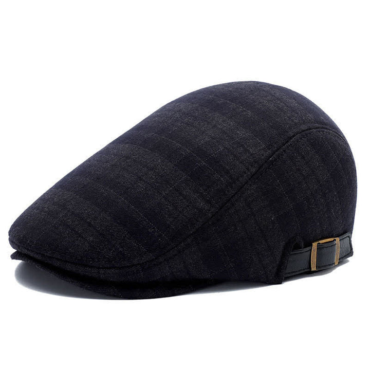 Artist Polar Fleece Plaid Flat Cap Beret - Black Square - Adjustable (about 22"-23 1/4") - image 11