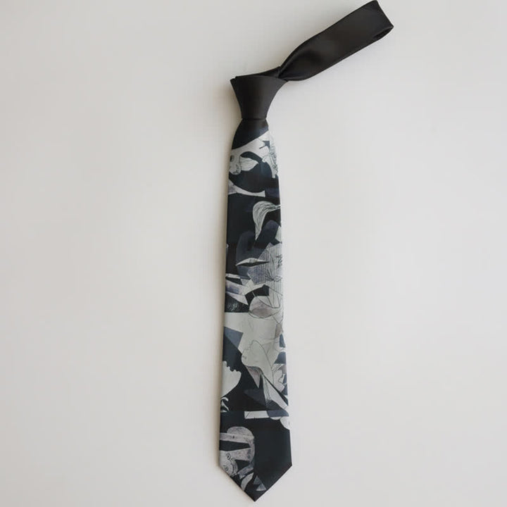 Men's Black Art Painting Guernica Necktie