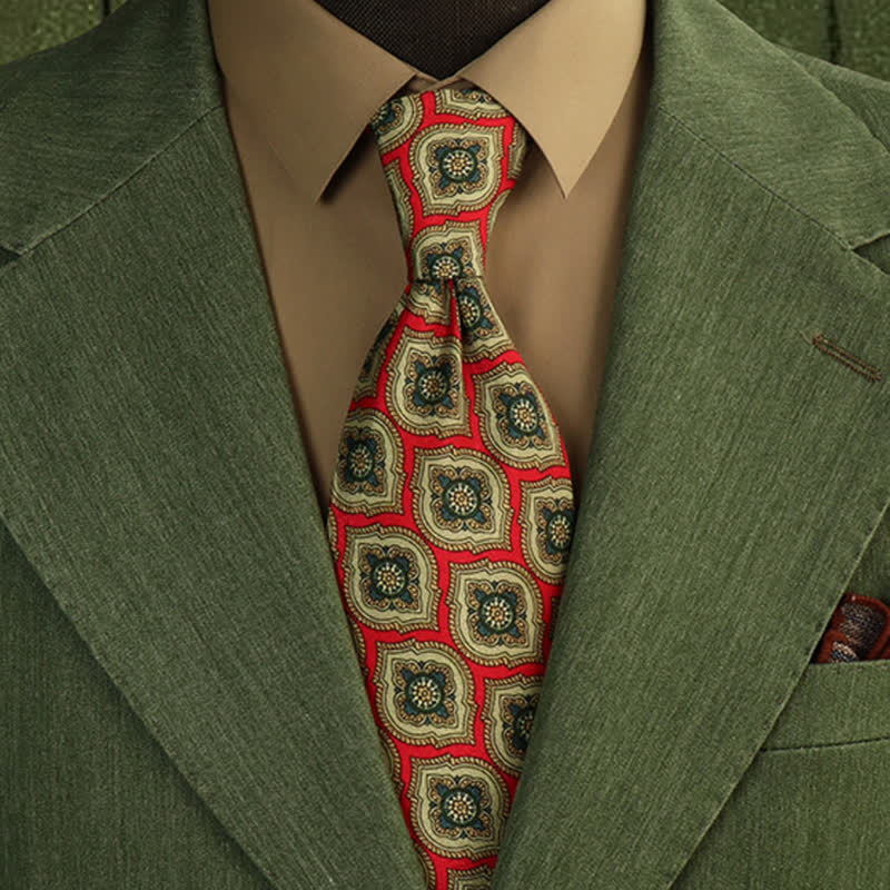 Men's Chili Pepper Red & Green Medallion Necktie - Red & Green - image 0