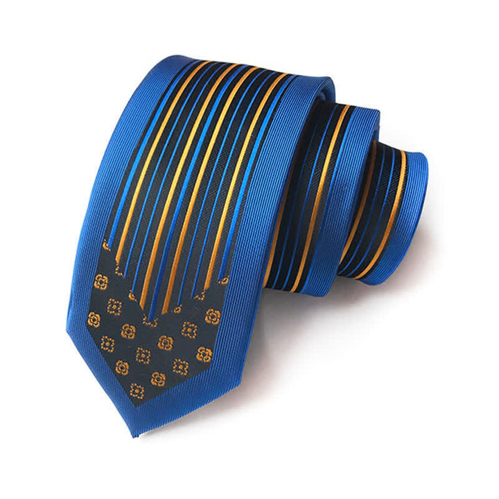 Men's Collision Inspire Paisley Floral Striped Necktie - Royal & Gold - image 2
