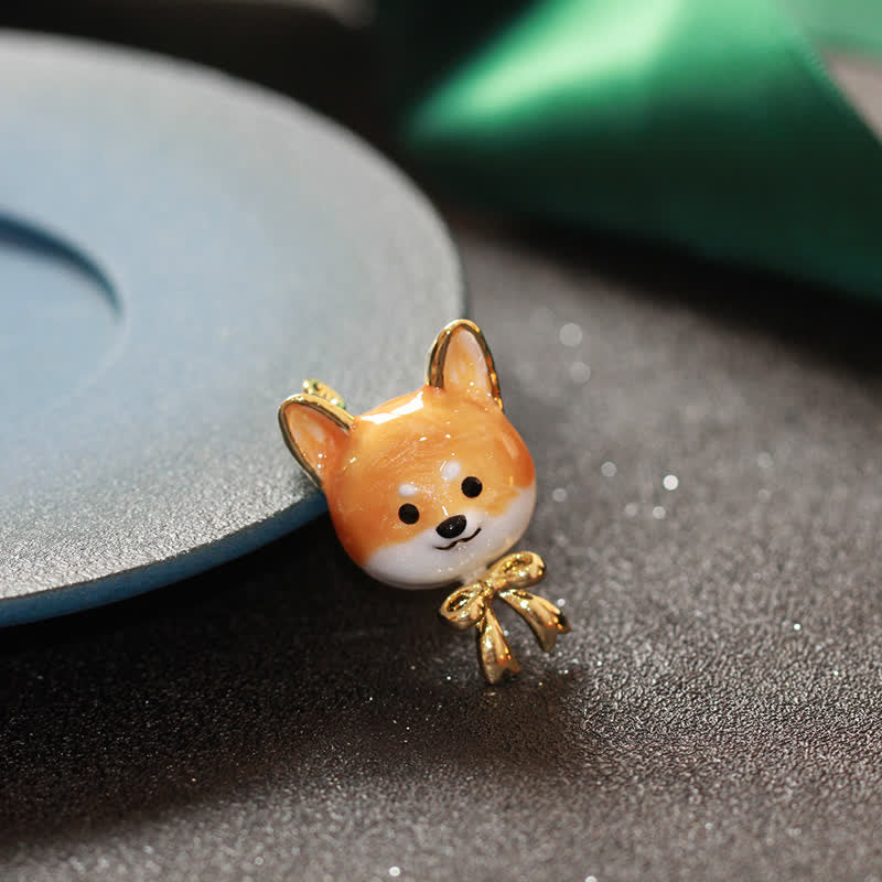 Unisex Cute Enamel Shiba Inu Dog Brooch