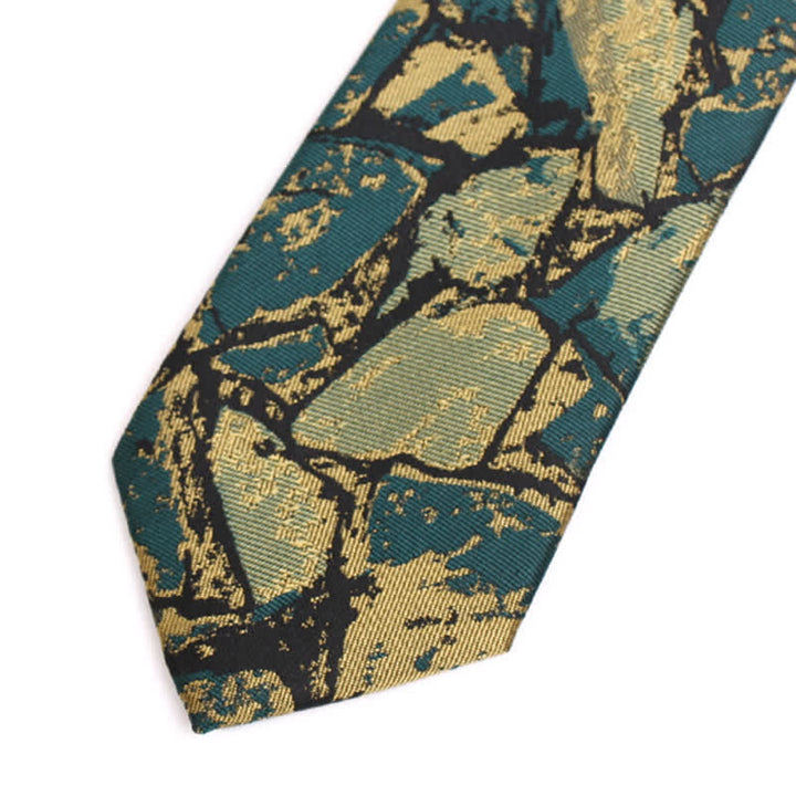 Men's Gold-green Abstract Graphic Necktie - image 2