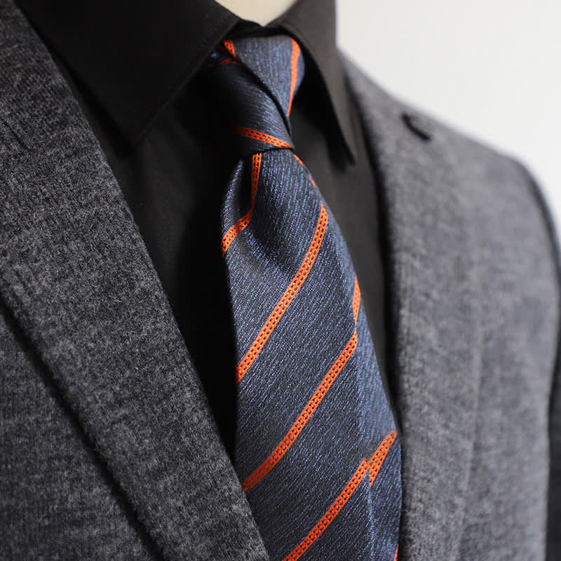 Men's Classic Pin-Striped Formal Necktie - Dark Blue - image 16