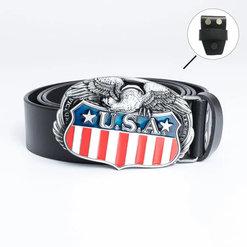 Men's Personality USA Flag Flying Eagle Leather Belt