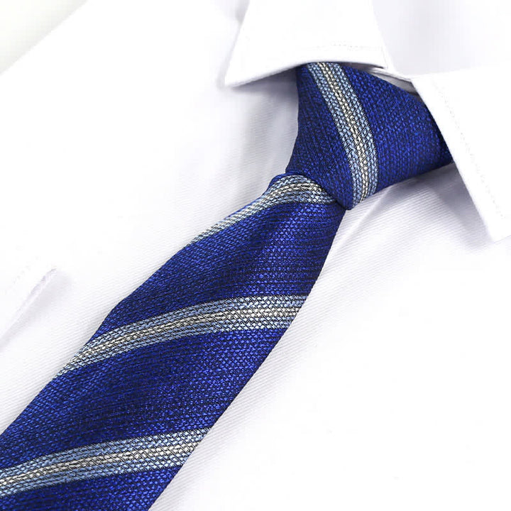 Men's Modern Textured Striped Necktie - Blue - image 8