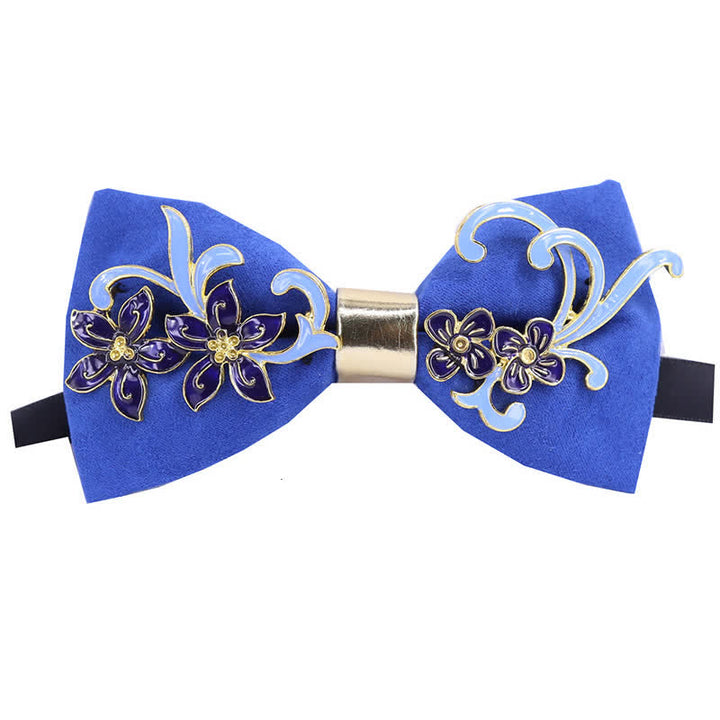 Men's Enamel Flowers Leaves Decor Bow Tie