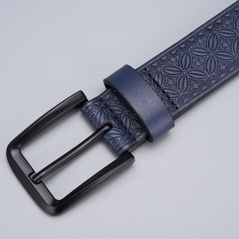 Men's Geometric Coin Embossing Leather Belt - image 3