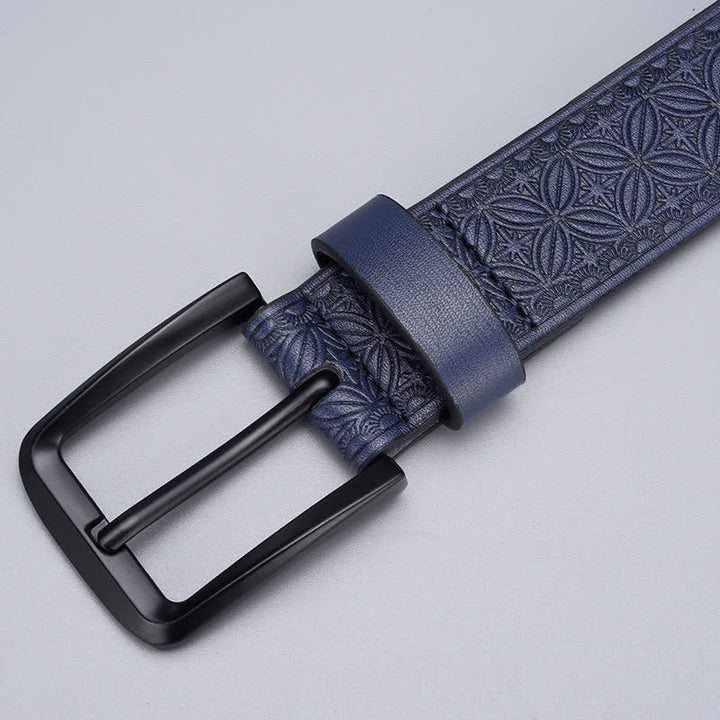 Men's Geometric Coin Embossing Leather Belt - image 3