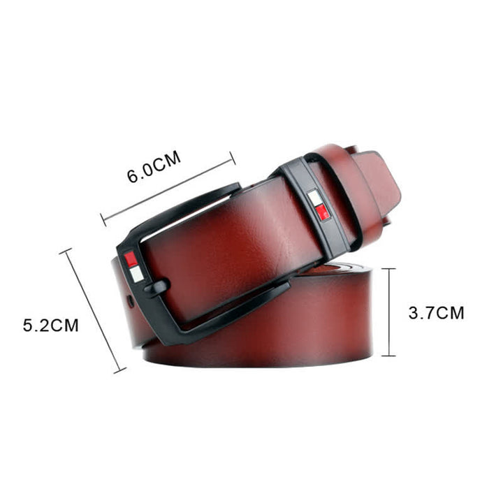 Men's Retro Black Buckle Leather Belt - image 5
