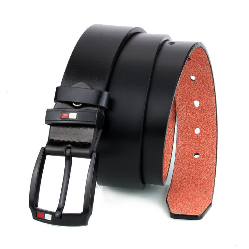 Men's Retro Black Buckle Leather Belt - image 2