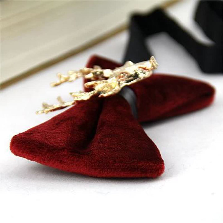 Men's Reindeer Head Velvet Bow Tie