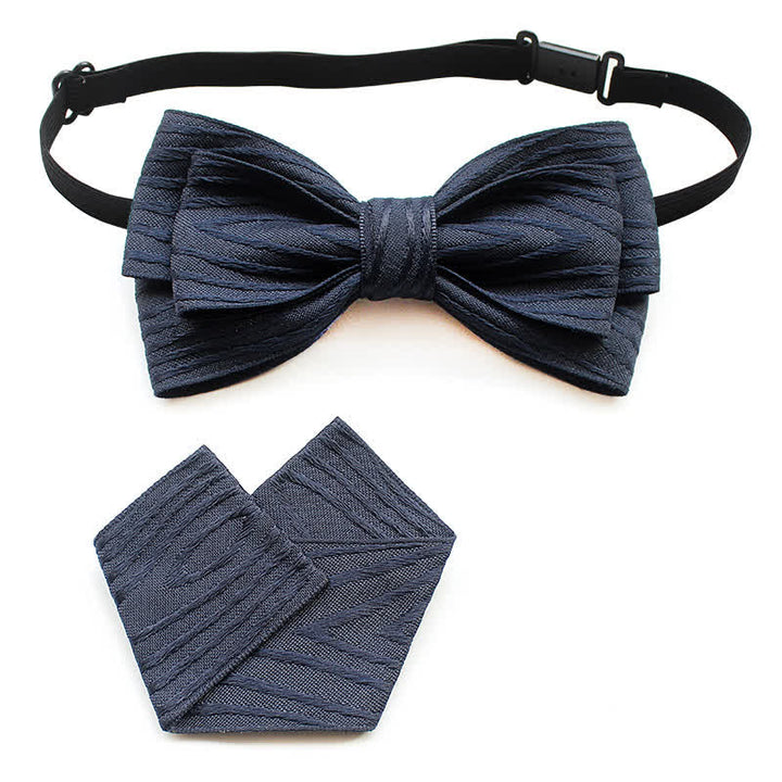 2Pcs Men's Pleated Striped Bow Tie Set