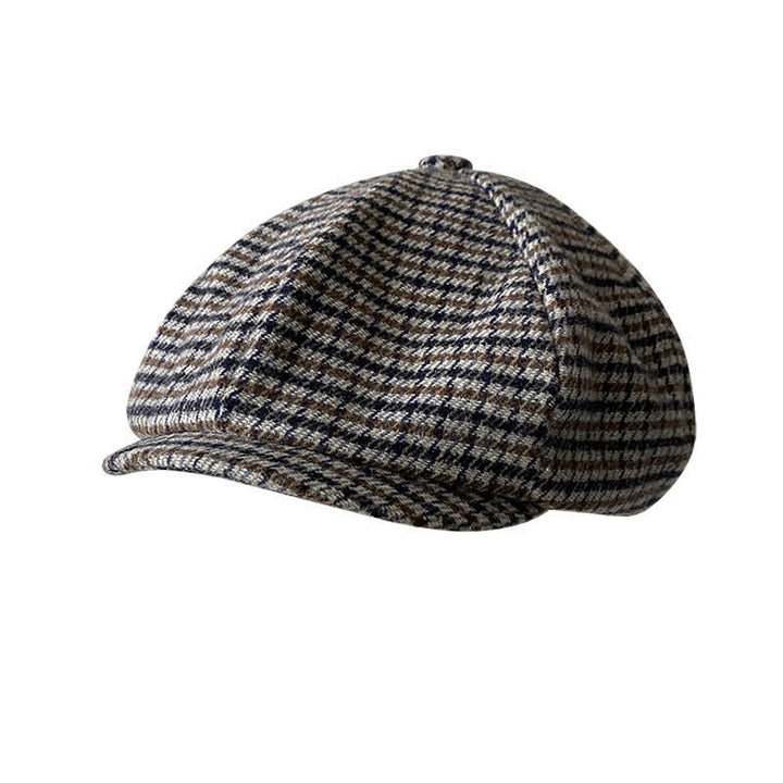 Houndstooth Checked Newsboy Beret Cap