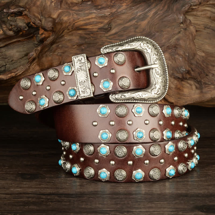 Unisex Luxurious Imitation Turquoise Accents Belt