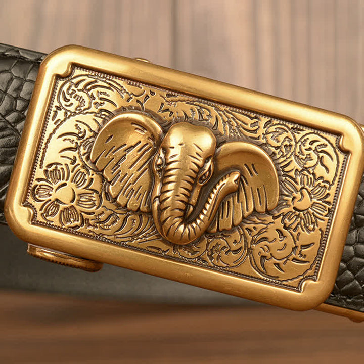 Men's Punk Elephant Alligator Pattern Leather Belt