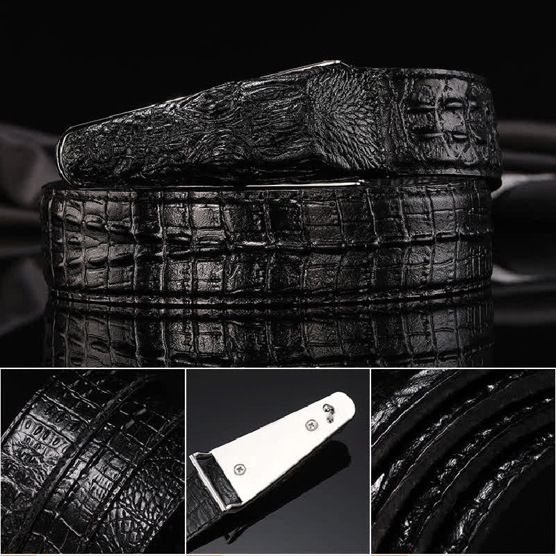 Men's Lifelike Crocodile Head Buckle Leather Belt