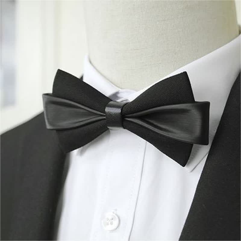 Men's Double Color PU Leather Bow Tie