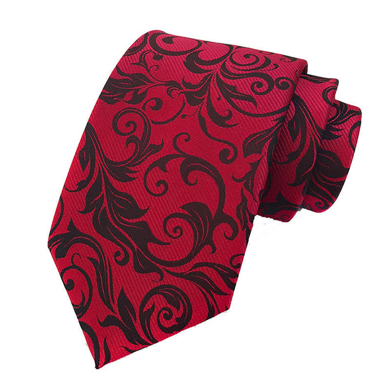 2Pcs Men's Plant Swirl Floral Necktie Set