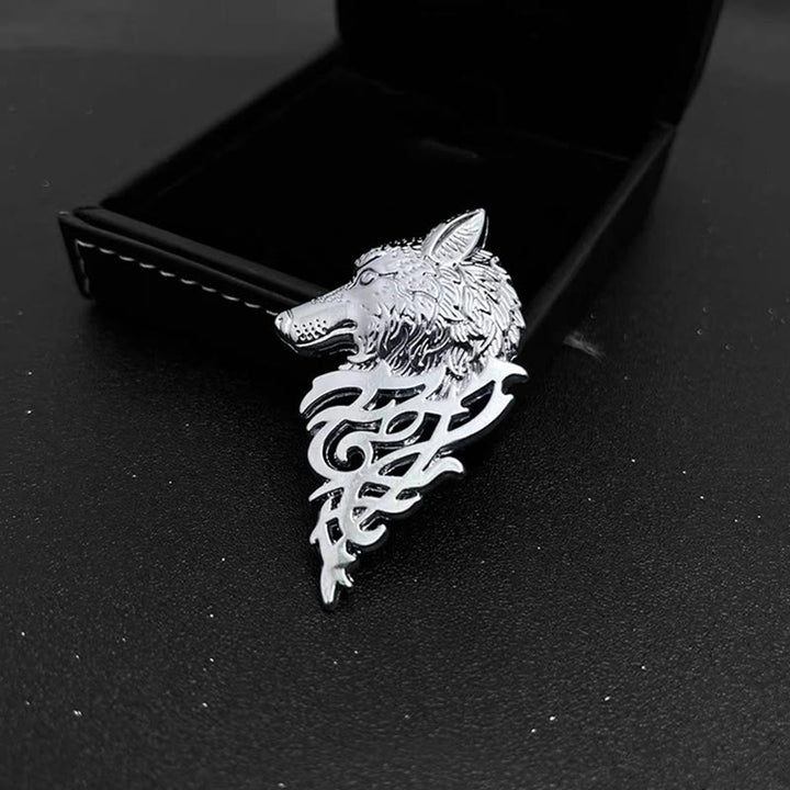 Men's Glamorous Hollow Wolf Head Brooch