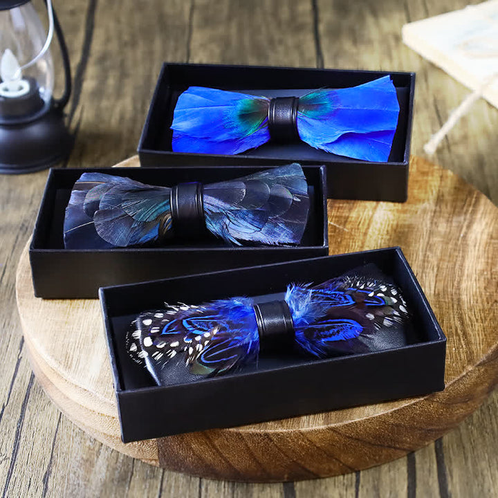 Blue Peacock Feather Bow Tie Collection Bundle