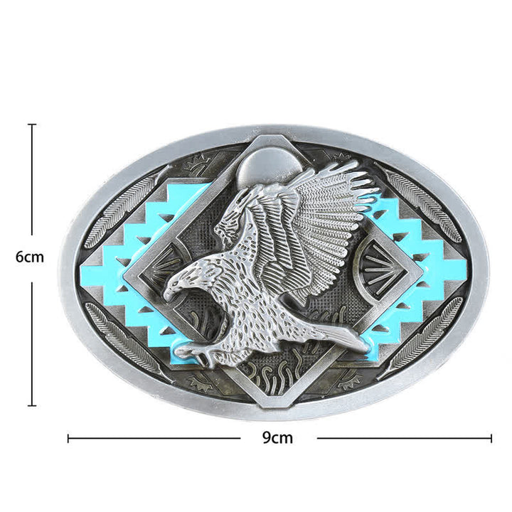 Men's DIY Enamel Landing Eagle Buckle Leather Belt