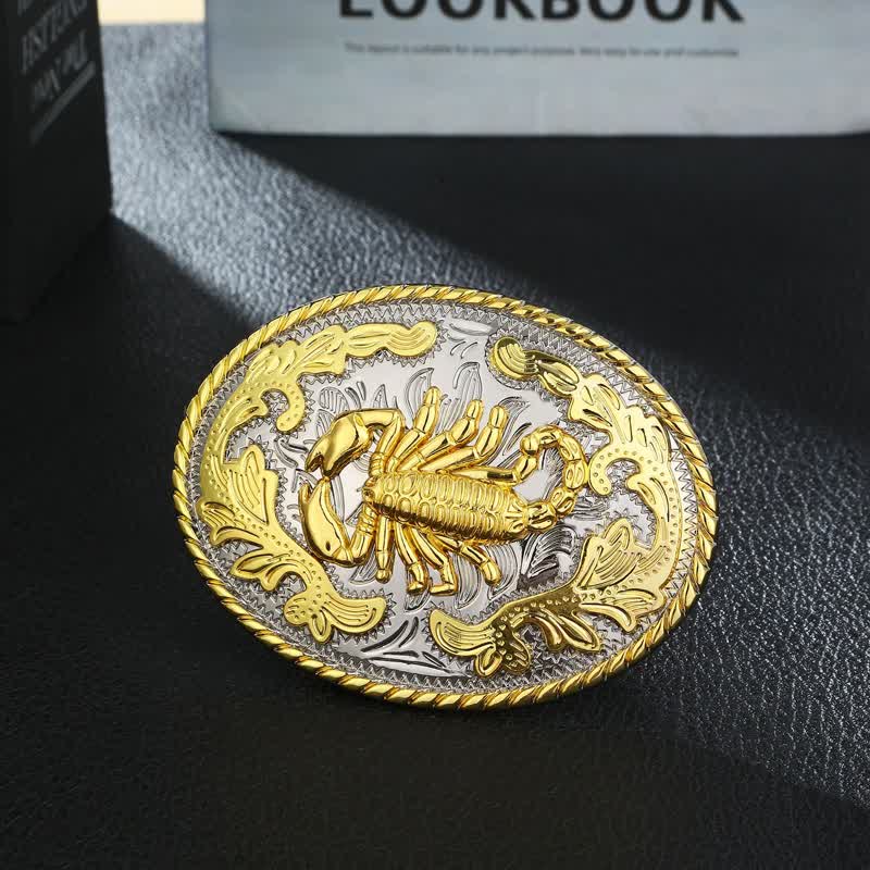 Men's DIY Golden Scorpion Buckle Leather Belt