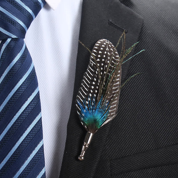 Wedding Natural Feather Buttonhole Brooch