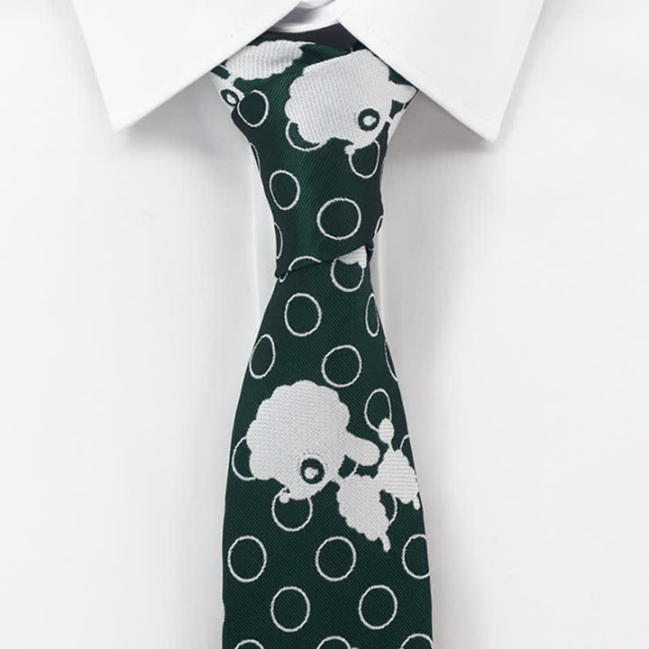 Men's Green & White Sheep Necktie