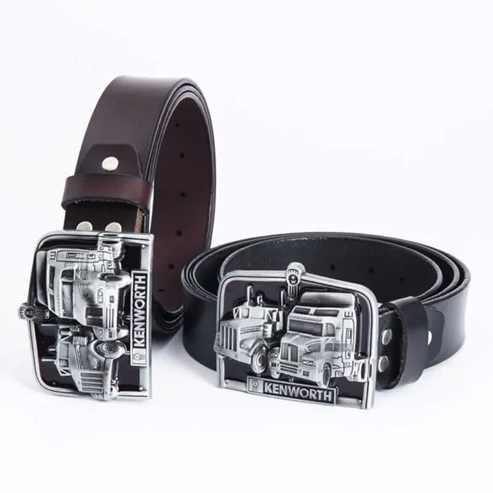 Men's Punk Truck Driver Enamel Buckle Leather Belt