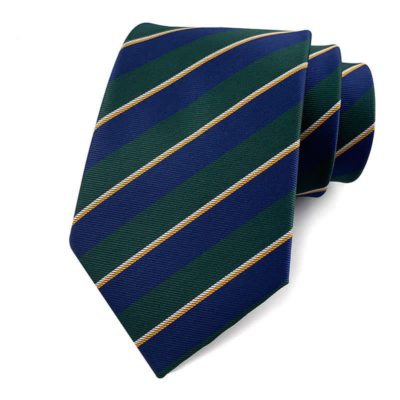 Men's Traditional Repp Striped Office Necktie - Navy & Green - image 17
