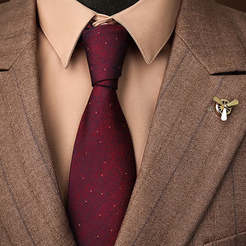 Men's Burgundy Little Dots Necktie - Burgundy - image 0