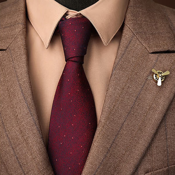 Men's Burgundy Little Dots Necktie - Burgundy - image 0