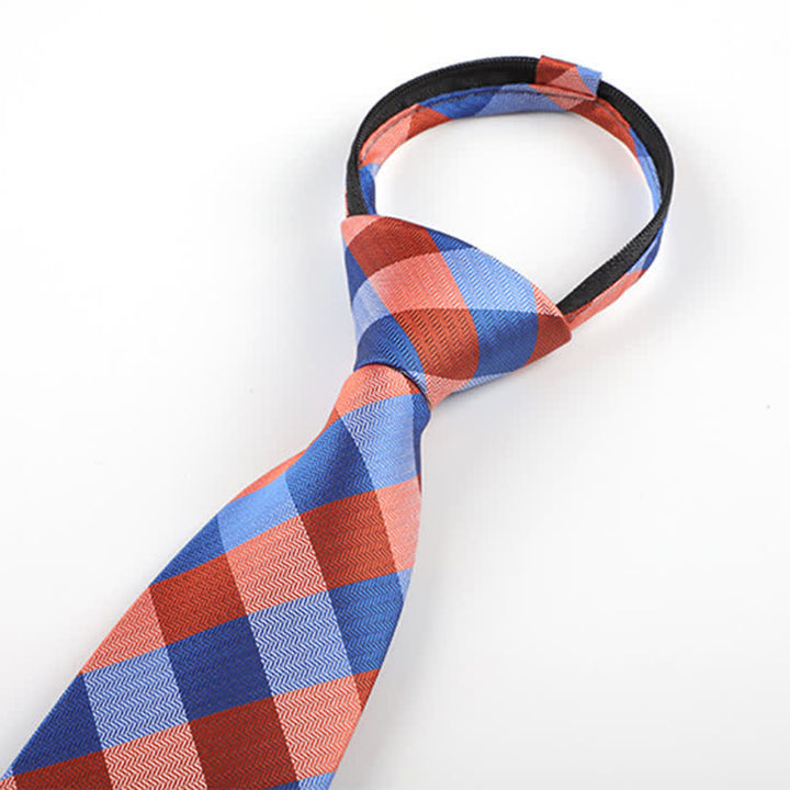 Men's Blend Color Zipper Tie Plaid Necktie - image 6