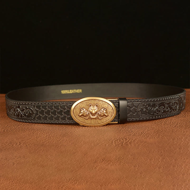 Men's Legend Of Hungry Wolves Leather Belt