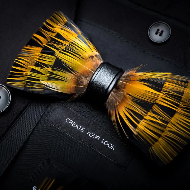 Yellow Peacock Feather Bow Tie Collection Bundle