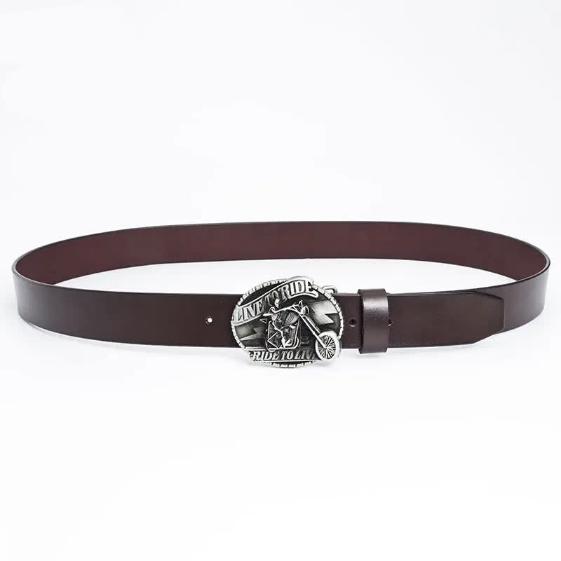 Men's Skeleton Motorcyclist Skull Leather Belt