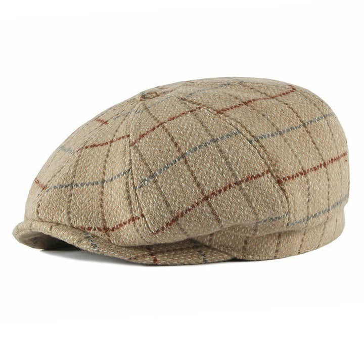 British Plaid Octagonal Cabbie Beret Cap - Khaki - M (22"-22 7/8") - image 8