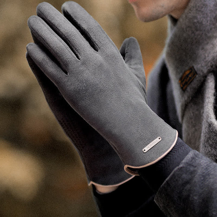 Suede Thermal Velvet Split Finger Gloves